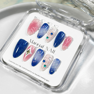 10 <span class=keywords><strong>Uñas</strong></span> <span class=keywords><strong>Postizas</strong></span> Almendradas Brillantes con Diseño <span class=keywords><strong>de</strong></span> Burbujas Oceánicas <span class=keywords><strong>de</strong></span> Verano, Adornadas con Estrellas, Cuentas y Gemas, <span class=keywords><strong>Uñas</strong></span> Decoradas con Ondas y Remolinos, <span class=keywords><strong>Uñas</strong></span> <span class=keywords><strong>Postizas</strong></span> con Pedrería - Product Image 1