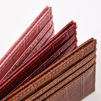 Dompet tipis kulit Pu buaya dengan MOQ rendah kualitas tinggi tempat kartu kulit Vegan minimalis logo kustom untuk wanita