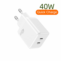 Adaptateur multiport USB C Prise EU GaN Tech 40W PD Fast AU 2Type-c Ports Chargeur mural pour téléphone pour Iphone 17 iPhone air