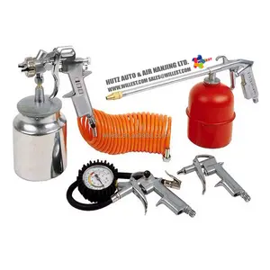 Air compressor tool kit 5-pc WILLEST blowing cleaning inflating AK5S4 air spray gun set with coiled hose