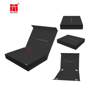 Custom Logo Black Magnetic Folding Clothing Packaging Box Cardboard Gift Box for Clothes