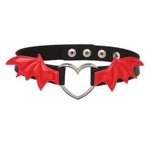 Collier ras du cou gothique en forme de cœur avec ailes de chauve-souris, en similicuir, chaîne à maillons réglable de 24 pouces, style punk vampire, pour femme, Halloween, fête rave - Product Image 5