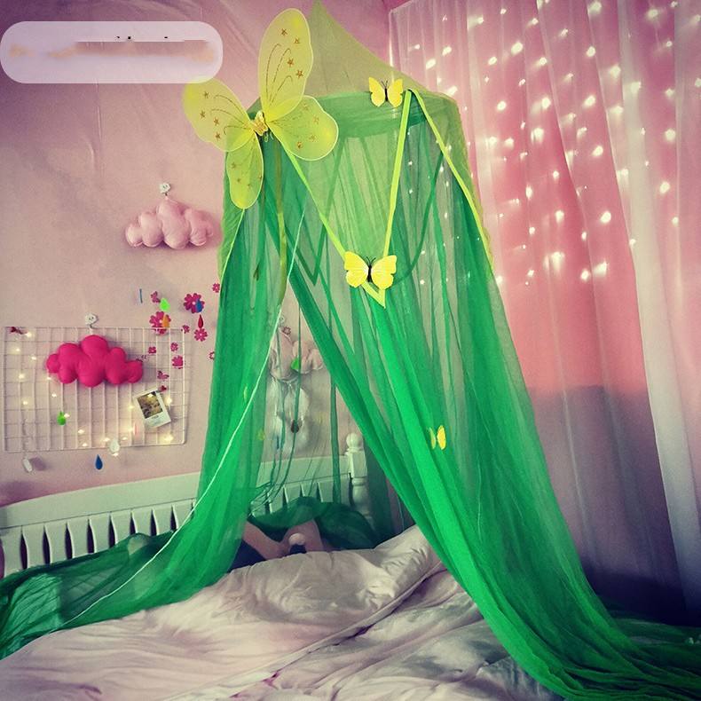 มุ้งสีเขียวเข้มลายผีเสื้อสีเหลือง