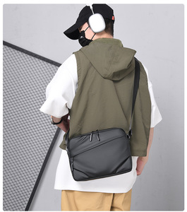 Men Lightweight Waterproof Messenger <b>Bag</b> Crossbody Sling Multiple Pockets Business Casual Travel Work Daily <b>Black</b> - Product Image 6