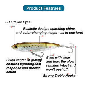 <span class=keywords><strong>Leurre</strong></span> flottant <span class=keywords><strong>de</strong></span> <span class=keywords><strong>surface</strong></span> en forme <span class=keywords><strong>de</strong></span> crayon 100 mm 17 g, longue portée, pour la pêche au bar, au seabass et au snakehead - Product Image 3