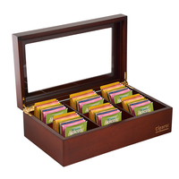 Boîte à thé en bois à 9 compartiments réglables, couvercle à charnière avec fenêtre transparente, gravure laser personnalisée, emballage cadeau de luxe pour le thé