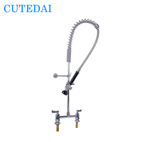 Robinet de pré-évier industriel en laiton chromé pour cuisine commerciale, mitigeur de lave-vaisselle à double poignée, eau chaude et froide pour évier