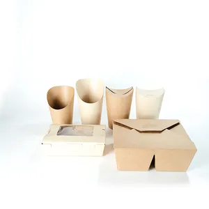 Square New Design Food Grade Kraft Paper Box Sandwich Hamburger Food Packing Box