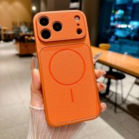 Étui antichoc en cuir premium grain litchi, avec grande fenêtre de visualisation pour iPhone 17 Pro Max / 16 Pro / 15 / 14 / 13