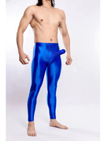 Pantalon moulant brillant M-XXL pour homme avec poche convexe, en nylon, style legging, pantalon crayon, pantalon de jogging, sexy