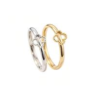 Bague Trèfle Ajoure en Acier Inoxydable 5mm pour Femme, Style Minimaliste, Vente en Gros, En Stock