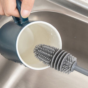 Venta al por mayor de grado alimenticio TPR hogar termo taza de vidrio de mango largo botella de silicona cepillo - Product Image 5