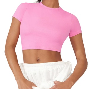 Camisetas de Verano Personalizadas Ecológicas de Algodón Tejido para Mujer, Camisetas de Manga Corta para Chicas, Lisas, Suaves, Transpirables y de Secado Rápido - Product Image 3