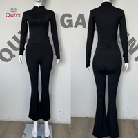 Produits en gros Veste de yoga zippée Leggings évasés Ensembles de sport pour femmes Haute qualité Ensembles de vêtements de sport pour femmes personnalisés