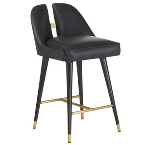 Crowley Counter Brass, Animal Hyde/Hide/<b>Leather</b>, and Wood Durable High Bar <b>Stool</b> for Home Bar & Dining Room - Product Image 5