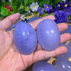 <span class=keywords><strong>Pietra</strong></span> di palma di cristallo di palma di <span class=keywords><strong>calcedonio</strong></span> blu naturale naturale per la decorazione - Product Image 3