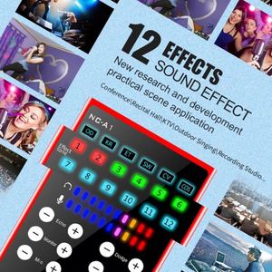 Table de mixage audio USB multifonction NC-A1 pour YouTube, smartphone, PC, enregistrement en direct, chant, avec interface BT Echo, carte son - Product Image 3