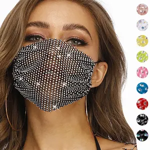 Bling Rhinestone Crystal Facemask Sexy Bling Diamond Party Sequin Breath Masking Jewelry Mascarilla