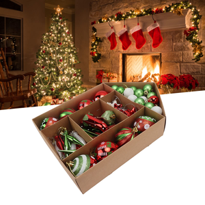 Ensemble de 70 boules de Noël en plastique peintes à la main, de luxe, pleine couleur, incassables, avec boîte en papier - Product Image 3