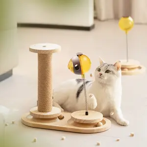 MewooFun ahşap Sisal Oem üretici yeni tasarım sevimli küçük kedi kedi için tırmalama sütunu ağaçlar