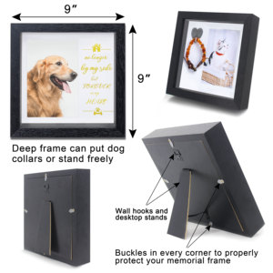 9*9 nâu đen Dog memorial hình ảnh khung gỗ lưu niệm cho mất mát Pet 5 thảm cảm cổ áo với giá trị tình cảm - Product Image 5