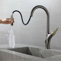 Robinet de cuisine en laiton avec douchette extractible, design contemporain, couleur personnalisable et installation sur plan de travail