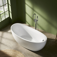 Baignoire autoportante en acrylique ovale moderne à dossier haut avec fonction de trempage, ensemble d'accessoires de salle de bain intérieurs pour maison, hôtel, villa