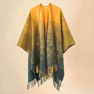 Wholesale Luxury Fashion Winter Large Womens Wool Long Shawl Crochet Wrap Sweater Thick <b>Poncho</b> with Tassel - Product Image 5