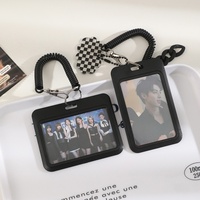 Casing Pelindung Akrilik Anti-Hilang RFID untuk Kartu Kredit Fashion Hitam, Gantungan Ransel 3 Inci, Tempat Kartu Foto Idol