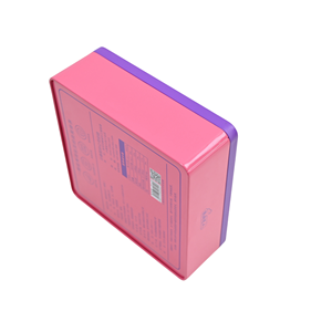 Square <b>Metal</b> Tin With Purple Pink Candy Pattern Print Custom Empty Tin For Confectionery Snack Food Gift Storage <b>Packaging</b> - Product Image 4
