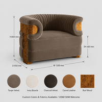 Canapé individuel de luxe sur mesure pour salon, couleur taupe, en velours haut de gamme, style Chesterfield olive.
