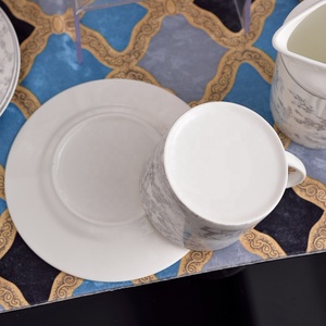 Juego de café de China de hueso gris nórdico de lujo de 15 piezas para el hogar y el hotel Uso de vasos para 6 personas - Product Image 5