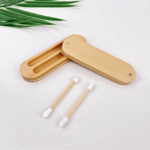 <span class=keywords><strong>Coton</strong></span>-tiges réutilisables en silicone écologiques avec étui magnétique en bambou, lavables, pour le nettoyage des oreilles et le maquillage, ensemble de voyage portable - Product Image 4