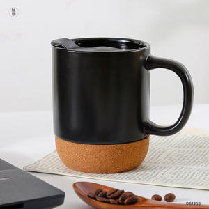 Cork Base Ceramic <b>Mug</b> with Cover Office Water Cup Simple High Appearance Level Gift Cup Custom logo - Product Image 3