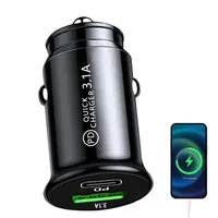 Chargeur de voiture double port USB-A/Type-C avec matériau ABS, adaptateur de charge rapide 3.1A pour allume-cigare automobile
