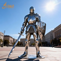 Sculpture de chevalier médiéval européen en armure de samouraï, statue d'extérieur, art artisanal en acier inoxydable pour collectionneurs, par D&Z Art Group