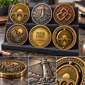 Custom Corporate Team Achievement Anniversary Relief Rotating Challenge Coins Antique Metal OEM ODM - Product Image 2