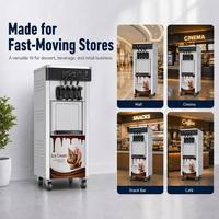 Machine à glace molle professionnelle de 2200 W à haute production, 28 L/H, 3 saveurs, machine à glace molle commerciale