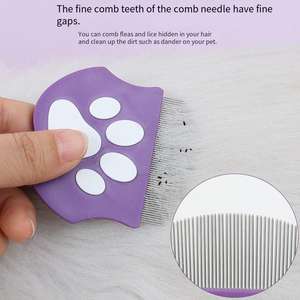 Commercio all'ingrosso in metallo plastica Pet toelettatura pettine per pidocchi Logo personalizzato piccolo metallo gatto strumento per la pulizia dei peli per animali - Product Image 5