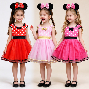 Abito estivo a pois per ragazze da 70-160 cm con fascia per capelli con orecchie da topo, abito tutù in tulle per bambini, costume per festa <span class=keywords><strong>di</strong></span> compleanno e Halloween - Product Image 2