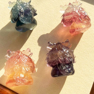 Di lusso intaglio drago pietra preziosa naturale pietre curative cristalli intaglio arcobaleno Fluorite cartone animato per regalo ricordo - Product Image 1