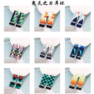 <span class=keywords><strong>2021</strong></span> nuevo estilo <span class=keywords><strong>Anime</strong></span> Demon Slayer Kimetsu No Yaiba acrílico joyería Kamado Tanjirou pendientes y collar fuente de animación japonesa - Product Image 3