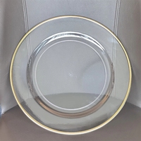 Assiette de présentation ronde en plastique dorée de 13 pouces sur mesure pour la décoration de mariage (vente en gros)