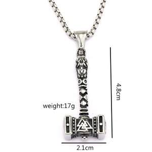 yunnique Vintage Stainless Steel Unisex Viking <b>Thor</b> <b>Hammer</b> Pendant <b>Necklace</b> Geometric Design Gift Jewelry - Product Image 5