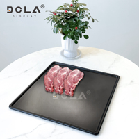 Plateaux de présentation de viande en plastique noir de haute qualité pour boucherie comptoir de charcuterie présentoir de viande fraîche et de fruits de mer