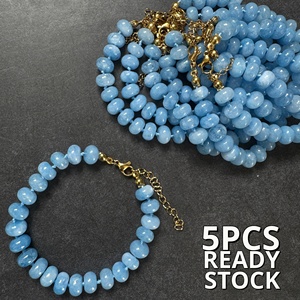 Bracelet en pierres naturelles épaisses et colorées, étanche, classique, simple, en or 18 carats, idéal comme cadeau, vente en gros - Product Image 1