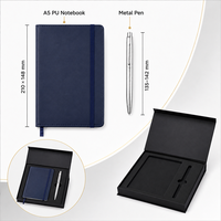 Ensemble cadeau de bienvenue compact pour employés avec logo personnalisé, comprenant un carnet A5 en PU et un stylo métallique, idéal pour la mise en route des nouveaux embauchés et les événements d'entreprise.