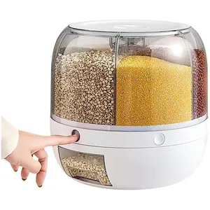 Rotatable Sealed Grain Food Storage Box Rice Bucket Dry Food Fruit Box BPA-free Kitchen Storage Bucket for Home Kitchen