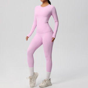 Conjunto <span class=keywords><strong>de</strong></span> Leggings y Top Deportivos <span class=keywords><strong>de</strong></span> Manga Larga para <span class=keywords><strong>Mujer</strong></span>, Cintura Alta, Elásticos, Transpirables, Tallas Grandes, <span class=keywords><strong>Ropa</strong></span> <span class=keywords><strong>de</strong></span> Gimnasio y Fitness para Verano - Product Image 2