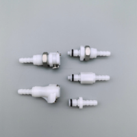 Raccord rapide en plastique blanc pour tuyau d'eau/air, à visser, avec valve, en acétal naturel, pour tuyaux de 1/4 ", 3/16 ", 3/8 ", pression 0,8 BAR